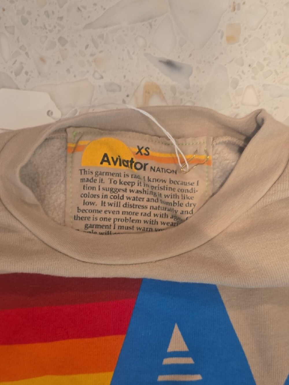 NWT Aviator Nation Logo Sweatshirt And Sweatpant In Sand.  Super Soft And Cozy - Picture 3 of 10